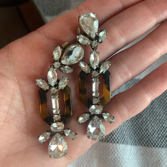 J. Crew Tortoiseshell ans Crystal Earrings - Picture 4 of 4